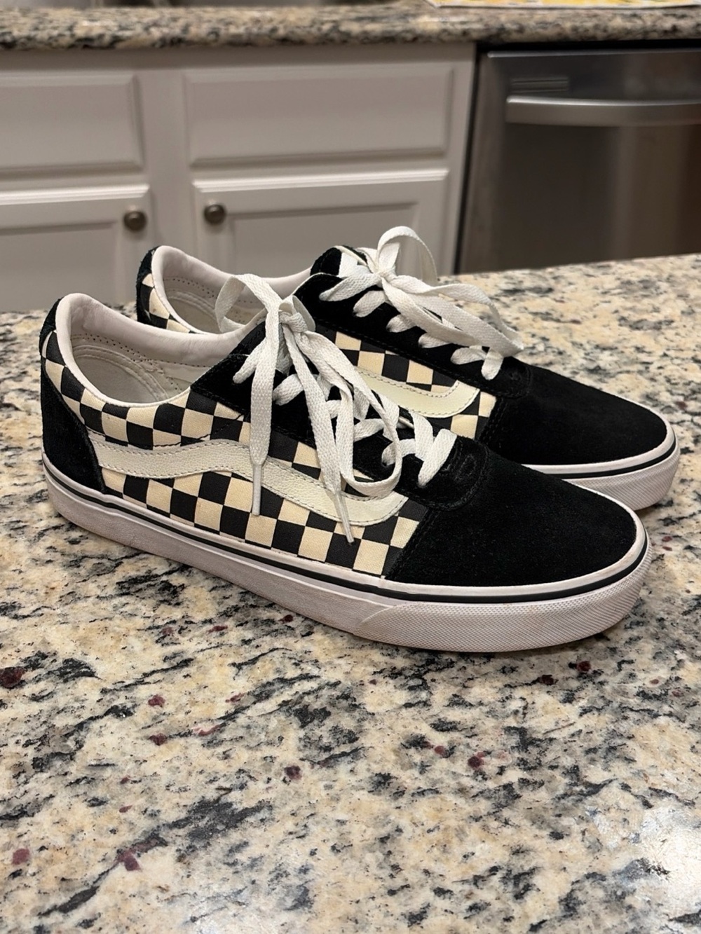 Vans Old Skool Checkerboard Sneakers - Black/White